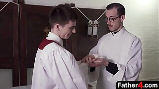 When the priest penetrates his ass and fucks him hard that the boy realizes his dreams have become a reality